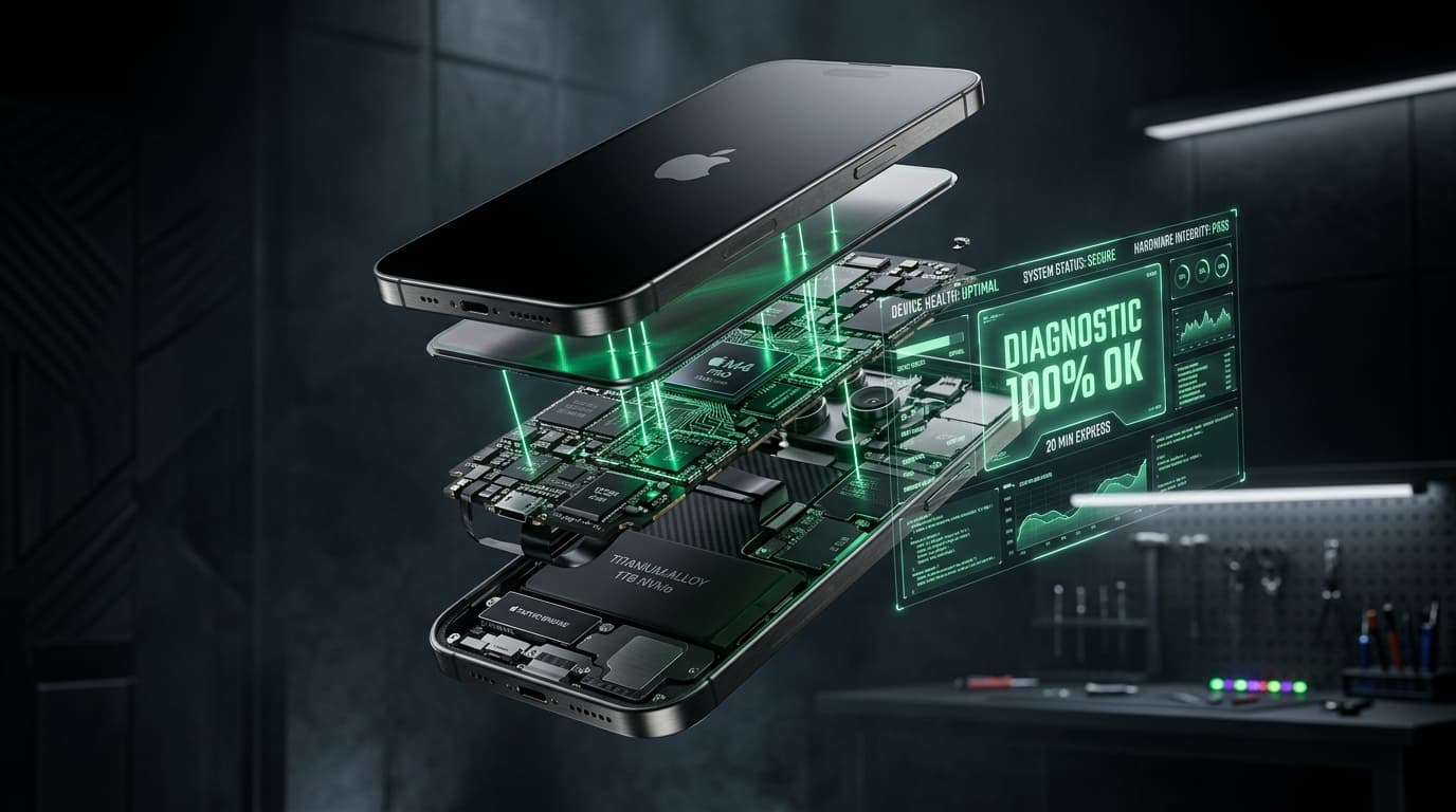 Diagnostic éclaté d’un iPhone au banc de test NKD TECH